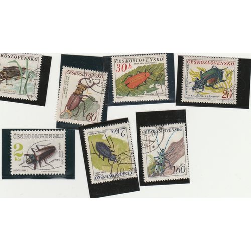 7 Timbres Insectes De Tchécoslovaquie