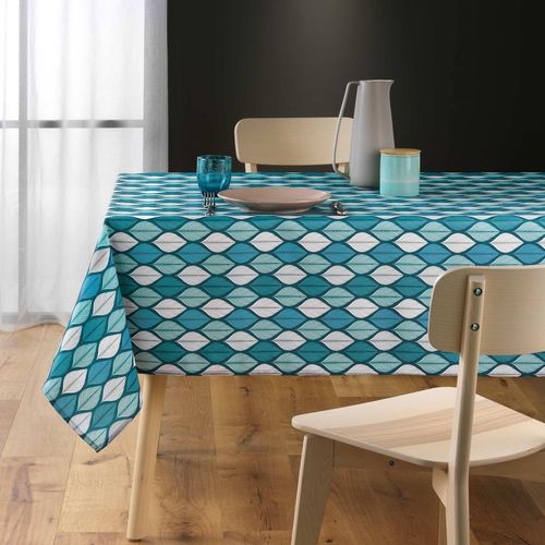 Nappe Antitache Rectangulaire 145x240 Cm - Feuilles Bleues - Bleu Bleu