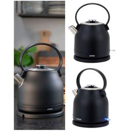 Bouilloire Inox rétro 1,5L NOIRE INOX Sans Fil 2200W Arrêt automatique INOX NOIRE