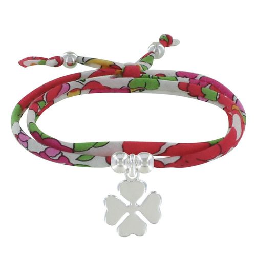 Les Poulettes Bijoux - Bracelet Double Tour Lien Liberty Et Trèfle Argent - Classics
