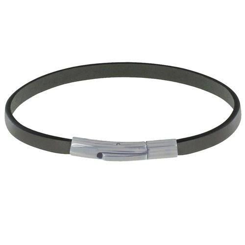 Les Poulettes Bijoux - Bracelet Homme Cuir Simple Fermoir Acier Inoxydable