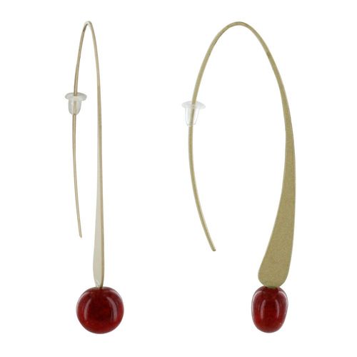 Les Poulettes Bijoux - Boucles D'oreilles Crochet Plat Métal Doré Et Perles Céramique