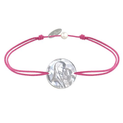 Les Poulettes Bijoux - Bracelet Lien Médaille De Nacre Ronde Vierge À L'enfant