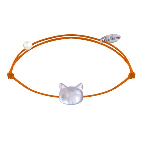 Les Poulettes Bijoux - Bracelet Lien Tête De Chat En Nacre