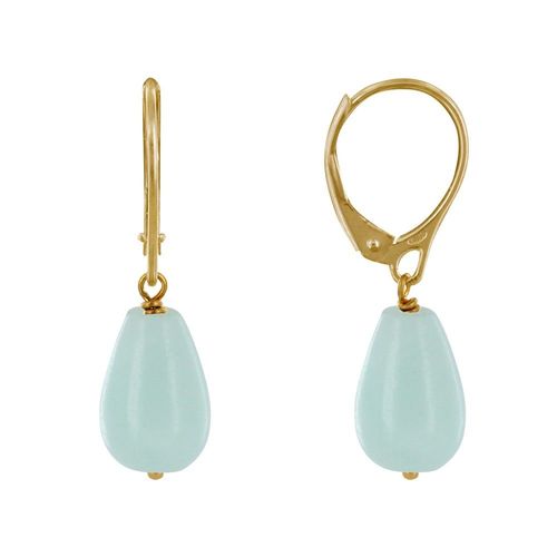 Les Poulettes Bijoux - Boucles D'oreilles Dormeuse Plaqué Or Goutte D'amazonite