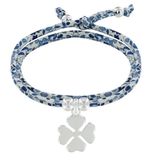 Les Poulettes Bijoux - Bracelet Double Tour Lien Liberty Et Trèfle Argent - Colors