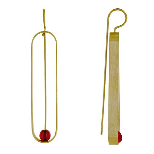 Les Poulettes Bijoux - Boucles D'oreilles Crochet Laiton Ovale Et Perle De Verre