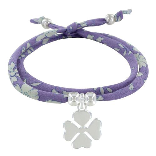 Les Poulettes Bijoux - Bracelet Double Tour Lien Liberty Et Trèfle Argent - Colors