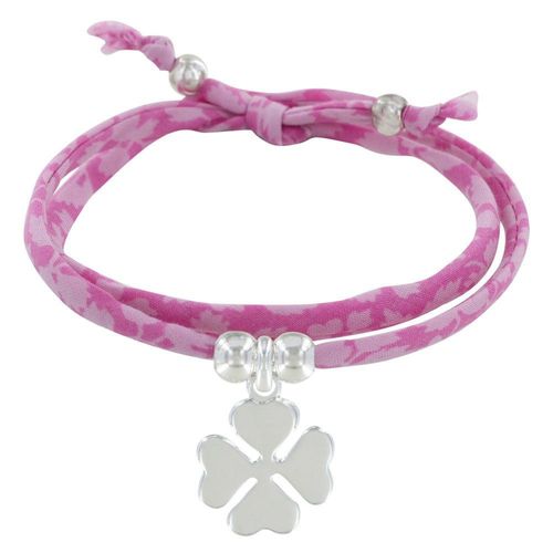 Les Poulettes Bijoux - Bracelet Double Tour Lien Liberty Et Trèfle Argent - Colors