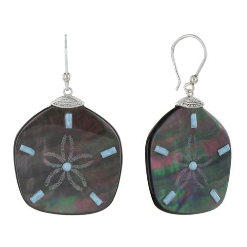 Les Poulettes Bijoux - Boucles D'oreilles Argent Dollar Des Sables En Nacre Et Larimar - Classics