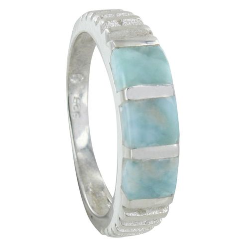 Les Poulettes Bijoux - Bague Argent Trois Carrés De Larimar