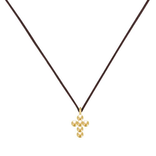Les Poulettes Bijoux - Collier Lien Plaqué Or Petite Croix De Billes