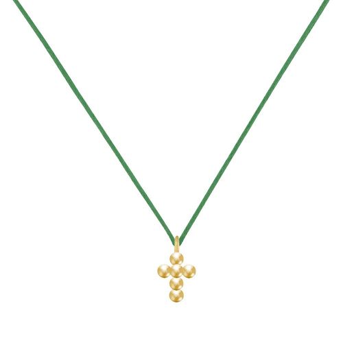 Les Poulettes Bijoux - Collier Lien Plaqué Or Petite Croix De Billes