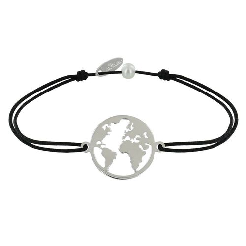 Les Poulettes Bijoux - Bracelet Lien Médaille Argent Ronde Mappemonde