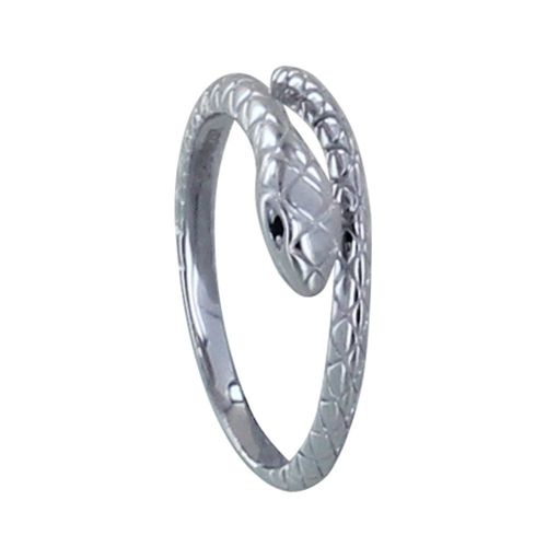 Les Poulettes Bijoux - Bague Argent Serpent Fin Strass Noir