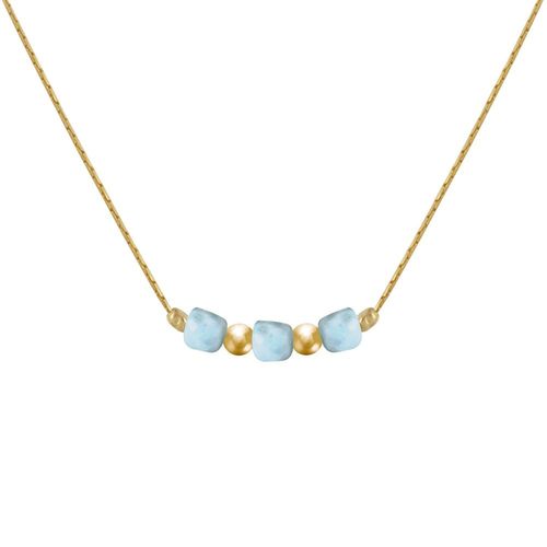 Les Poulettes Bijoux - Collier Gold Filled Trois Petits Cubes De Larimar