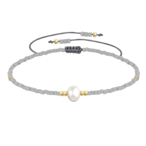 Les Poulettes Bijoux - Bracelet Lien Perle D'eau Douce Blanche Et Petites Perles Mates