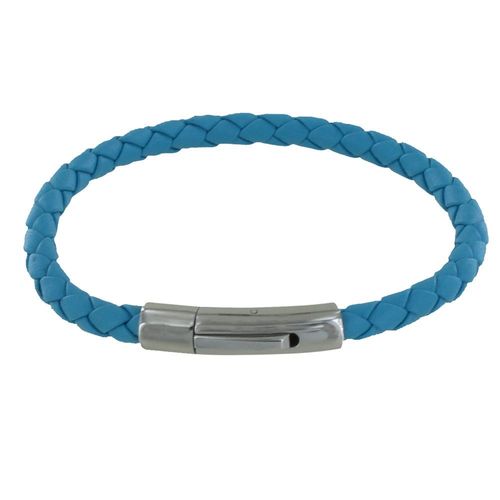 Les Poulettes Bijoux - Bracelet Homme Cuir Simple Tréssé Rond 19cm