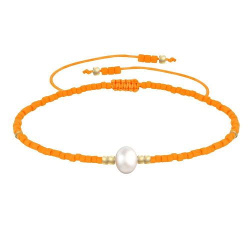 Les Poulettes Bijoux - Bracelet Lien Perle D'eau Douce Blanche Et Petites Perles Mates