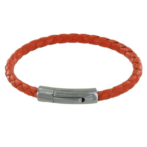Les Poulettes Bijoux - Bracelet Homme Cuir Simple Tréssé Rond 19cm