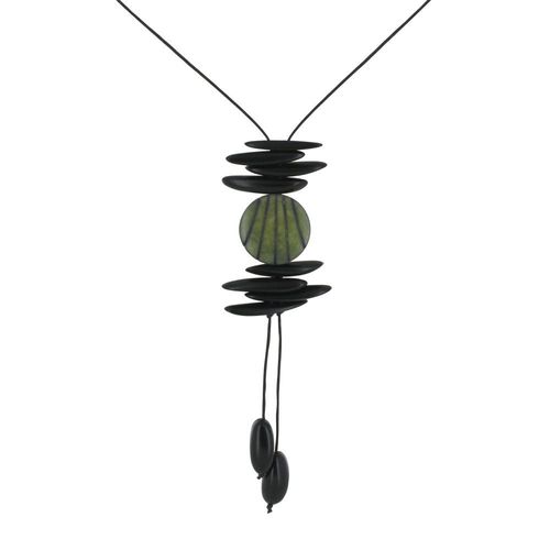 Les Poulettes Bijoux - Collier Lamelles Et Cercle Tagua