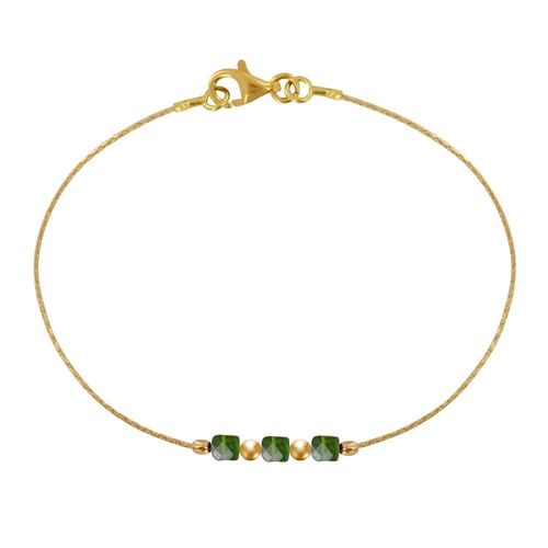 Les Poulettes Bijoux - Bracelet Gold Filled Trois Petits Cubes De Diopside