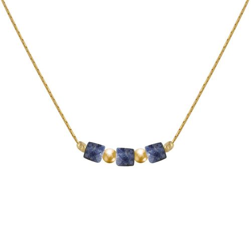 Les Poulettes Bijoux - Collier Gold Filled Trois Petits Cubes De Saphir
