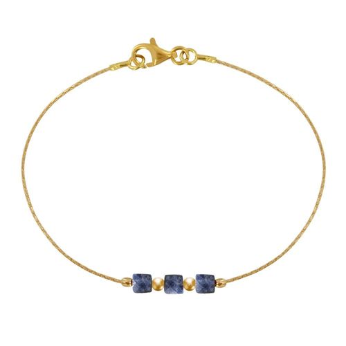 Les Poulettes Bijoux - Bracelet Gold Filled Trois Petits Cubes De Saphir