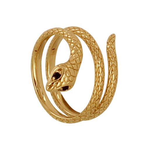 Les Poulettes Bijoux - Bague Plaqué Or Long Serpent Et Oxydes Noir
