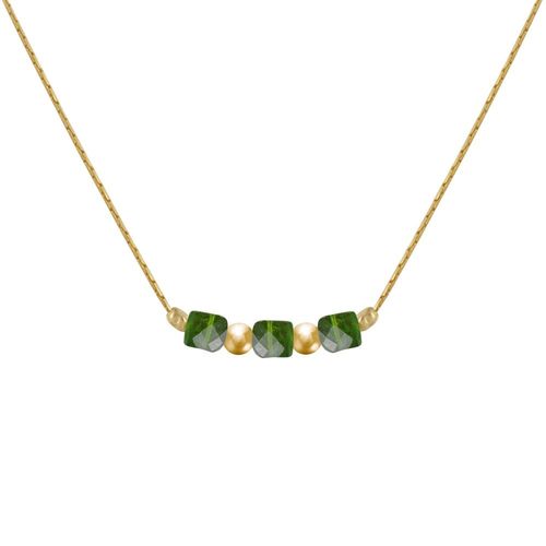 Les Poulettes Bijoux - Collier Gold Filled Trois Petits Cubes De Diopside