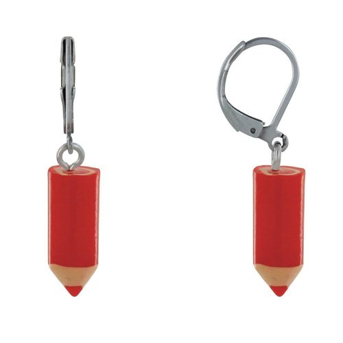 Les Poulettes Bijoux - Boucles D'oreilles Acier Inoxydable Dormeuse Petit Crayon