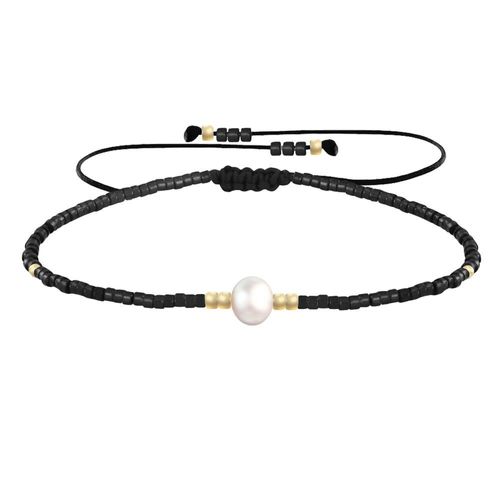 Les Poulettes Bijoux - Bracelet Lien Perle D'eau Douce Blanche Et Petites Perles Brillantes