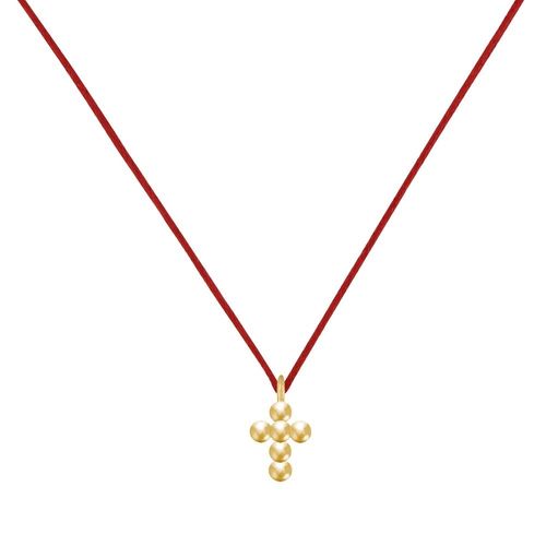 Les Poulettes Bijoux - Collier Lien Plaqué Or Petite Croix De Billes