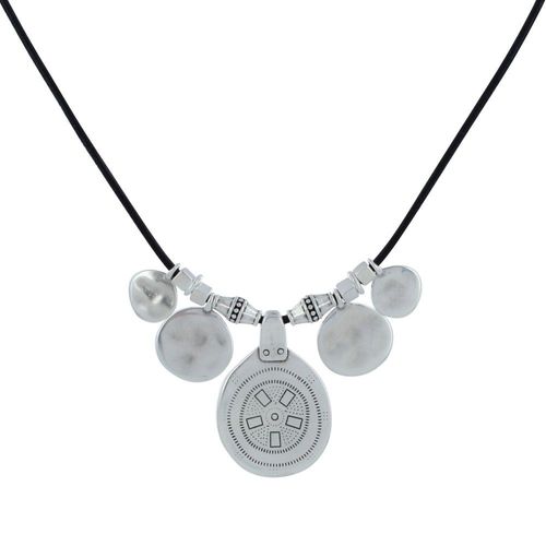 Les Poulettes Bijoux - Collier Ethnique Médailles Argentées Chaman