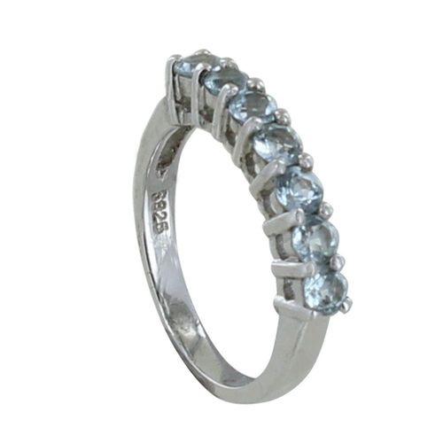 Les Poulettes Bijoux - Bague Argent Rhodié Alliance Topaze
