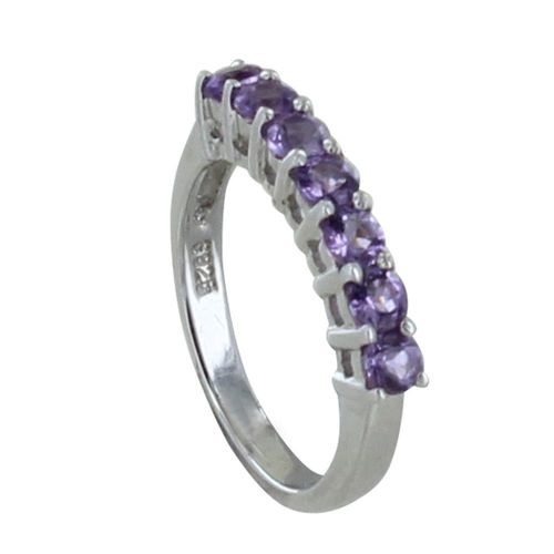 Les Poulettes Bijoux - Bague Argent Rhodié Alliance Améthyste