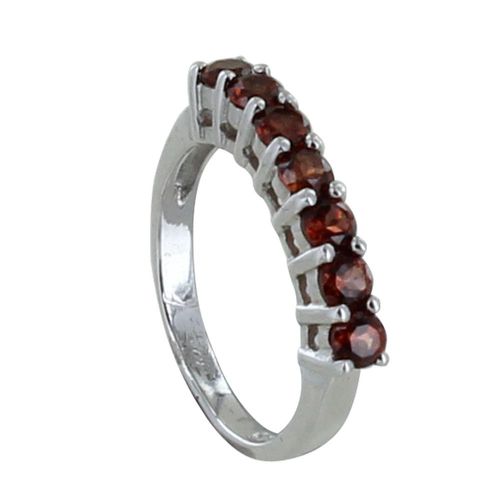 Les Poulettes Bijoux - Bague Argent Rhodié Alliance Grenat