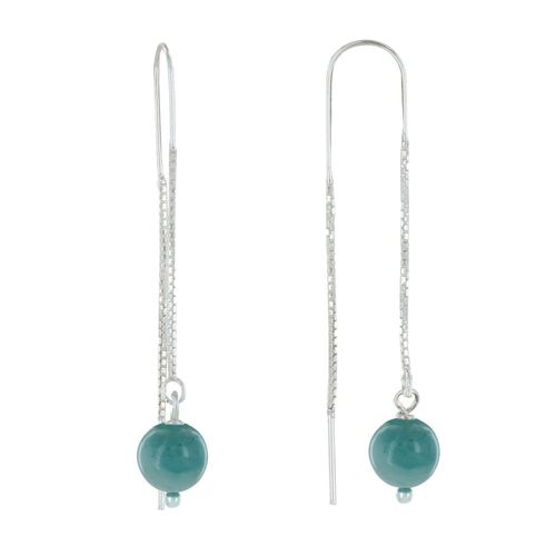Les Poulettes Bijoux - Boucles D'oreilles Chainette Argent Et Perles D'amazonite