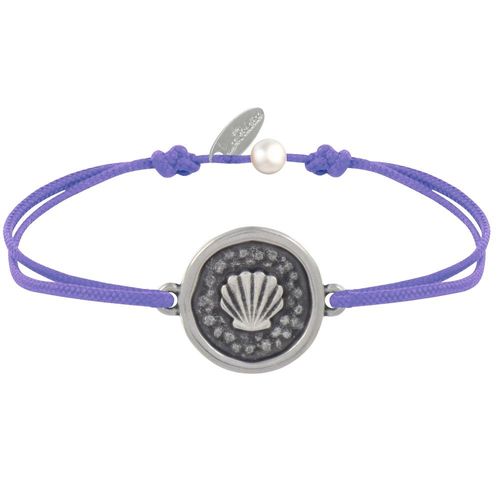 Les Poulettes Bijoux - Bracelet Lien Médaille Ronde Laiton Argenté Coquillage