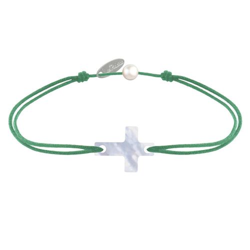 Les Poulettes Bijoux - Bracelet Lien Petite Croix En Nacre