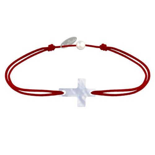 Les Poulettes Bijoux - Bracelet Lien Petite Croix En Nacre