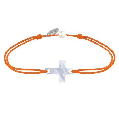 Les Poulettes Bijoux - Bracelet Lien Petite Croix En Nacre