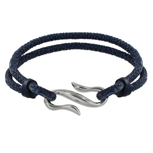 Les Poulettes Bijoux - Bracelet Mixte En Laiton Rhodié Crochet Et Cuir - 20cm
