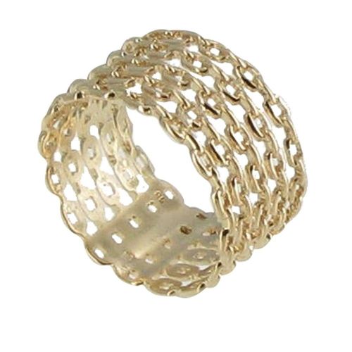 Les Poulettes Bijoux - Bague Plaqué Or Tube De Chaines