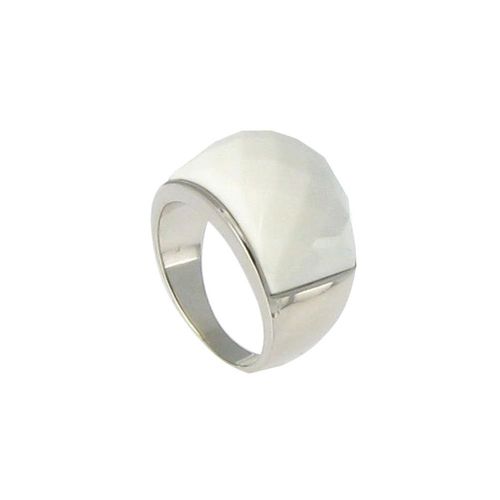 Les Poulettes Bijoux - Bague Dôme Argent Milky White