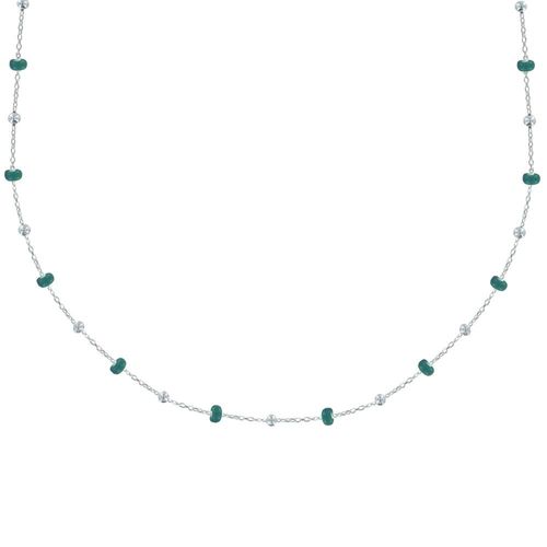 Les Poulettes Bijoux - Collier Argent Perles Émaillées Et Perles Argent