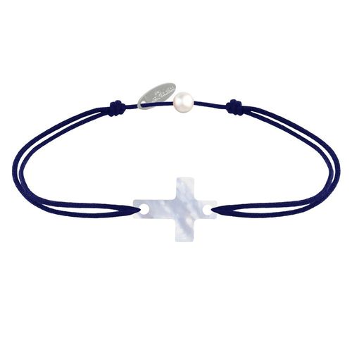 Les Poulettes Bijoux - Bracelet Lien Petite Croix En Nacre
