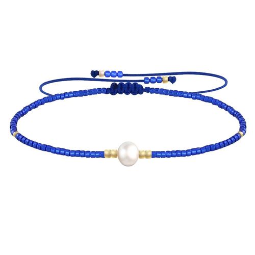 Les Poulettes Bijoux - Bracelet Lien Perle D'eau Douce Blanche Et Petites Perles Brillantes