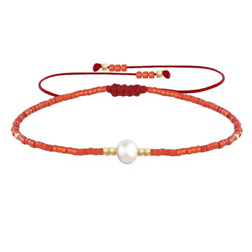 Les Poulettes Bijoux - Bracelet Lien Perle D'eau Douce Blanche Et Petites Perles Brillantes