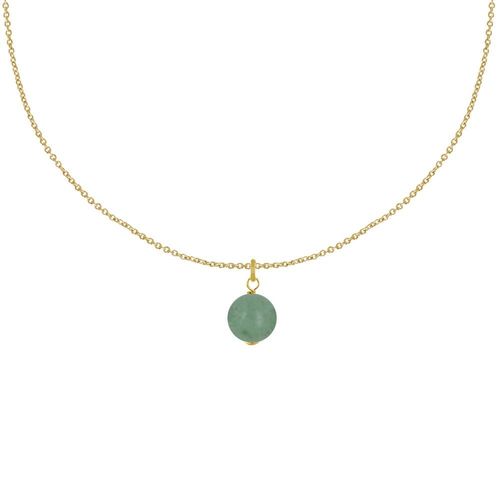 Les Poulettes Bijoux - Collier Plaqué Or Pendentif Perle D'aventurine